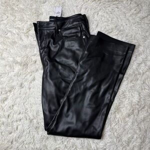 Express Women's Sleek Black Straight Leg Leather Pants